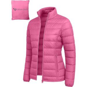 Women's with Hood 32 Degree Lightweight Quilted Winter Puff Foldable Jacket Pink